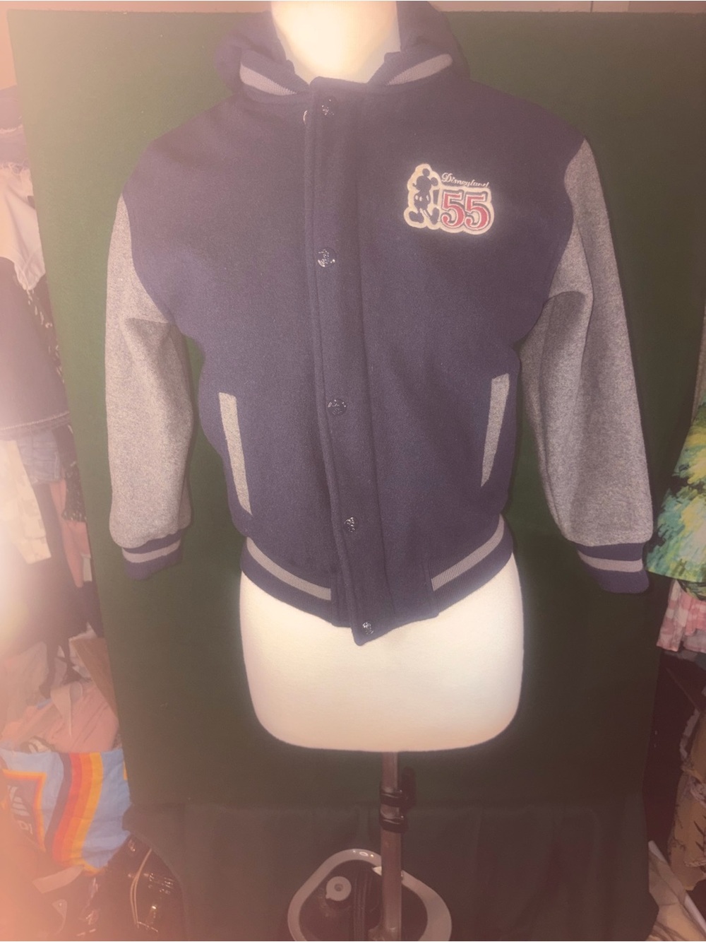 Disney Navy and Gray Kids Varsity Hoodie Jacket with 55 Patch